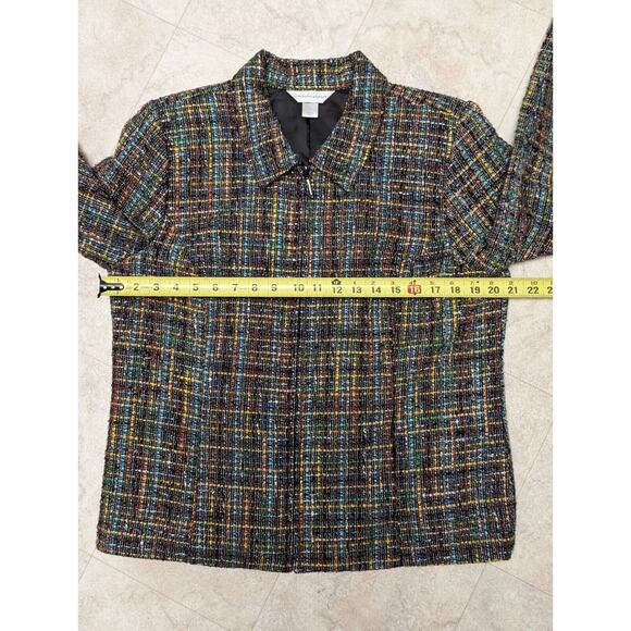 Vintage CHRISTOPHER & BANKS Full Zip Blazer Jacket Rainbow Tweed Womens Size L - Picture 7 of 9